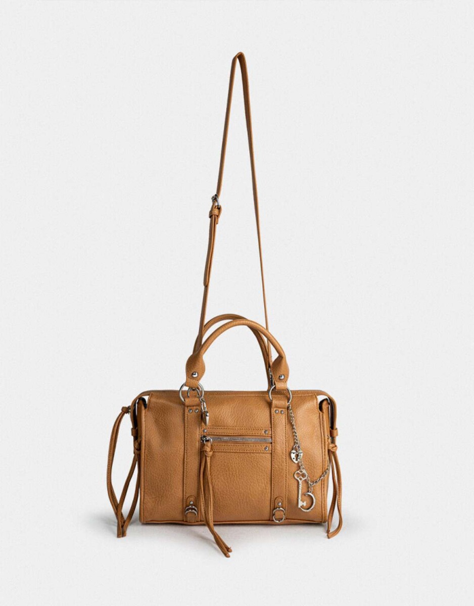 Cartera Bowling Con Cadena - Marron Camel 