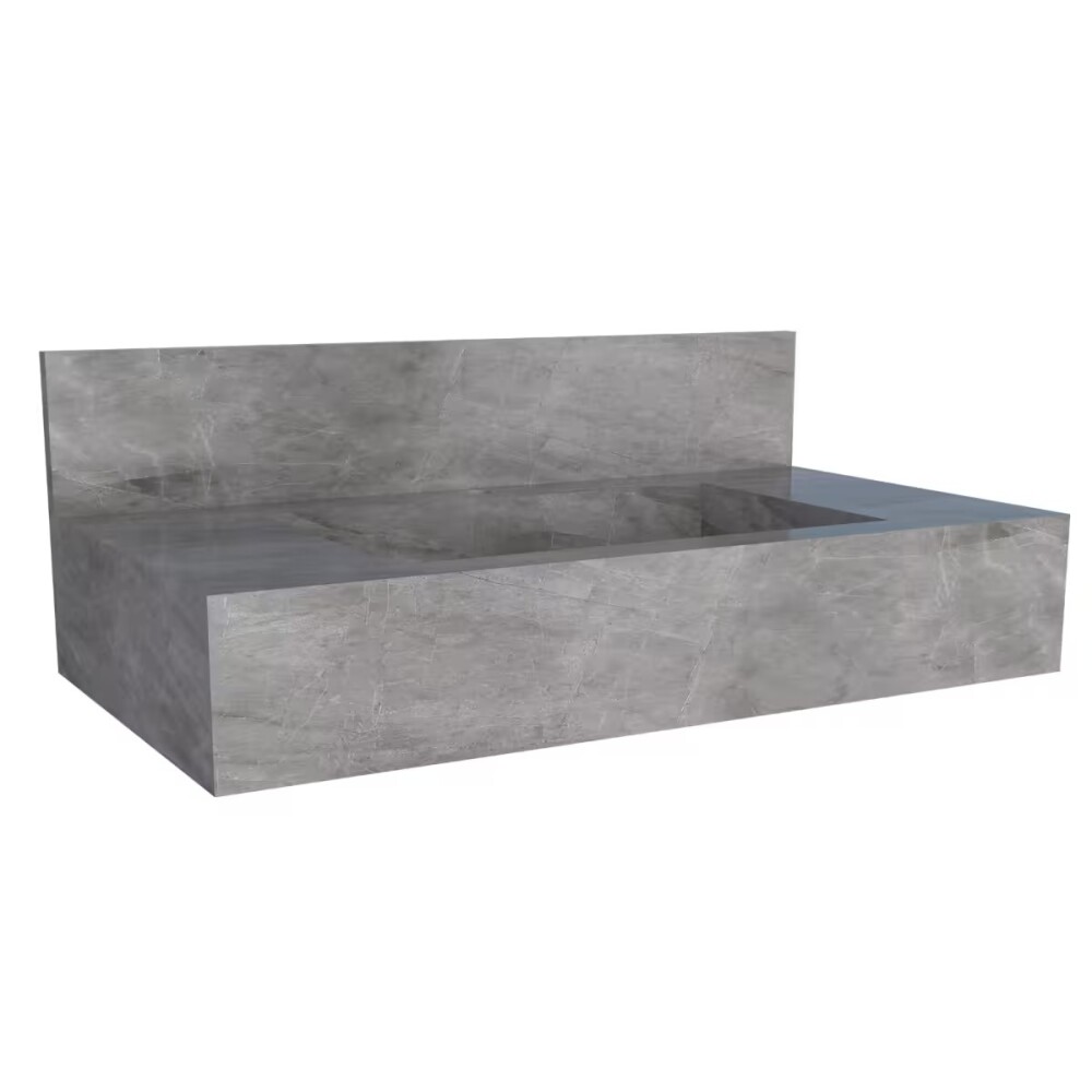 Mueble de baño suspendido de porcelanato gris Milano 84 cm con bacha incorporada Mueble De Baño Suspendido De Porcelanato Gris Milano 84 Cm Con Bacha Incorporada