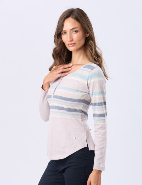 REMERA RAYADA DE ALGODÓN Lavanda