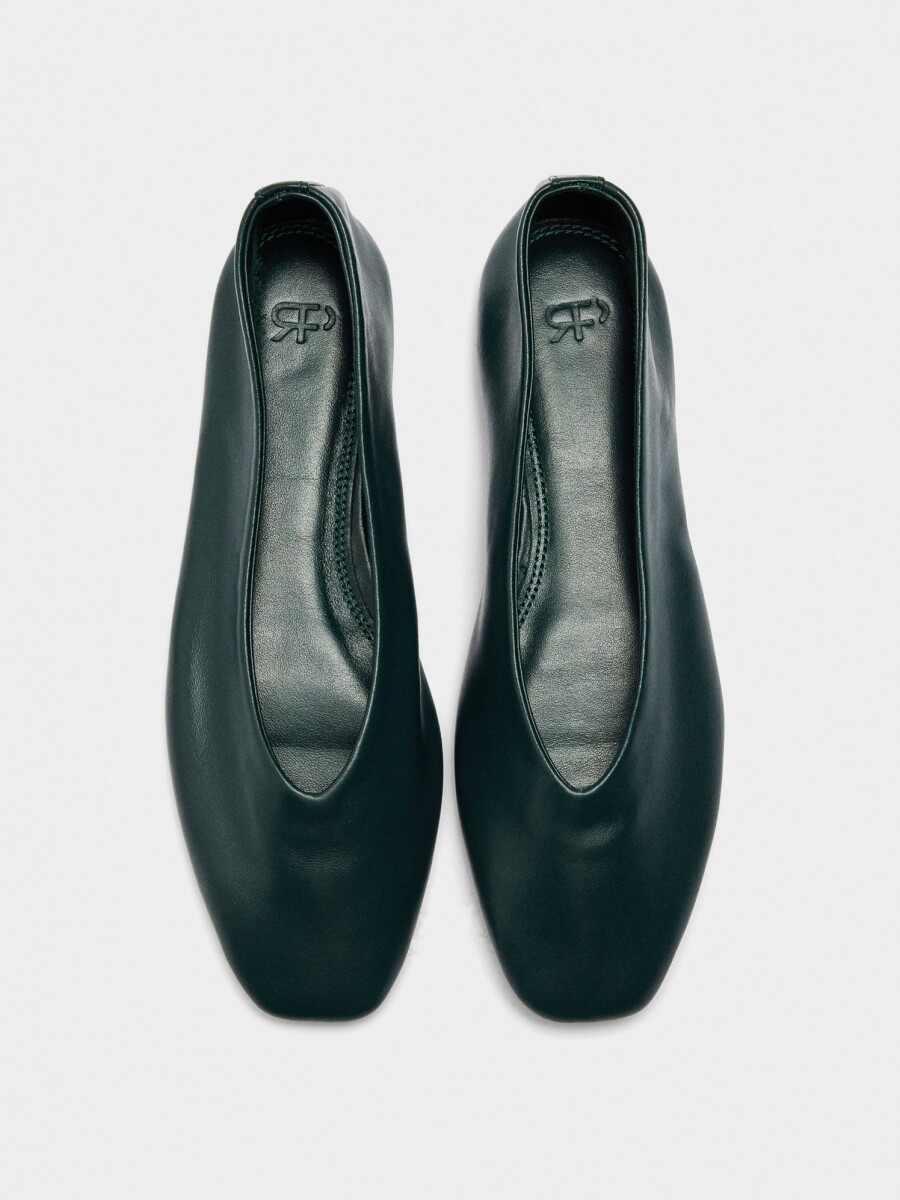 Bailarinas De Piel Lisa verde