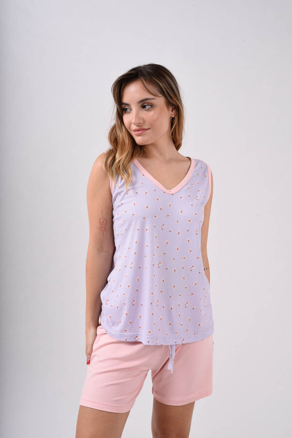 Pijama sin Manga Flores Pijama sin Manga Flores