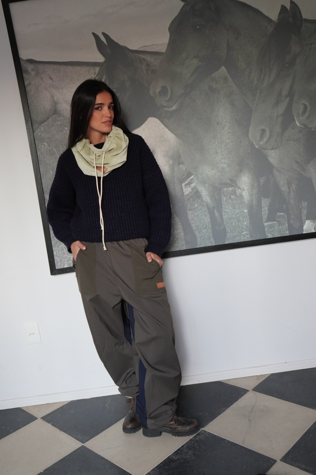 Pantalón Snow Verde Con Azul