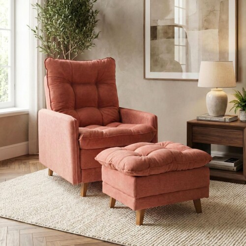 Butaca Reclinable 1 Cuerpo + Puff Living - Montreal Terracota