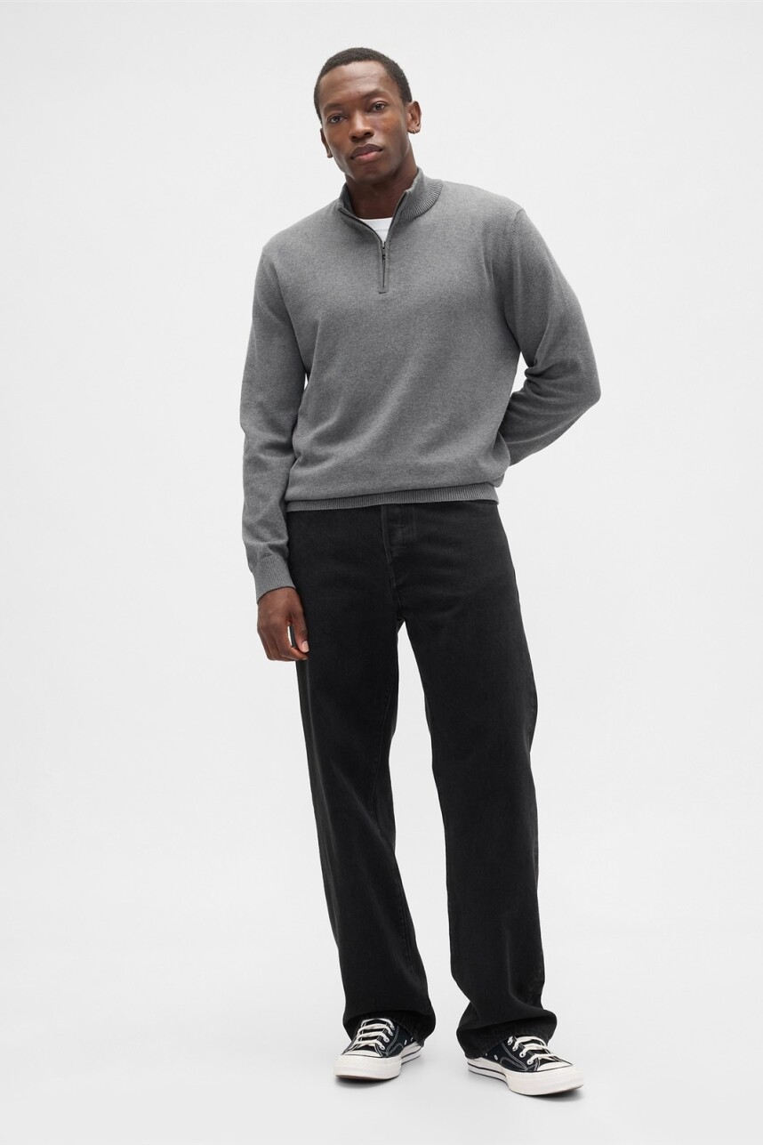 Buzo Medio Cierre Hombre B50 Charcoal Heather