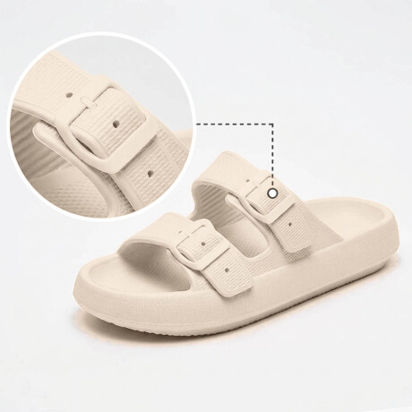 Sandalia Chancleta Hebilla Antideslizante Cómoda Beige
