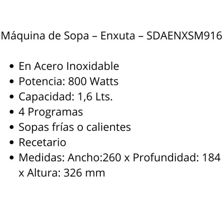 Sopera Enxuta 1.6L 800W V01