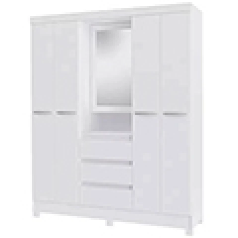 PLACARD MOBILI BELLUNO -4Ptas + 3Caj.-Comoda y Espejo Blanco Sin color