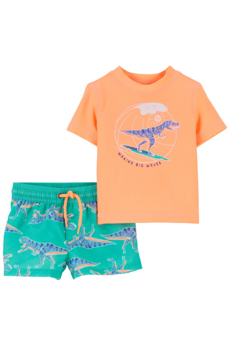 Traje de baño dos piezas con protección UPF 50+, diseño dinos Sin color