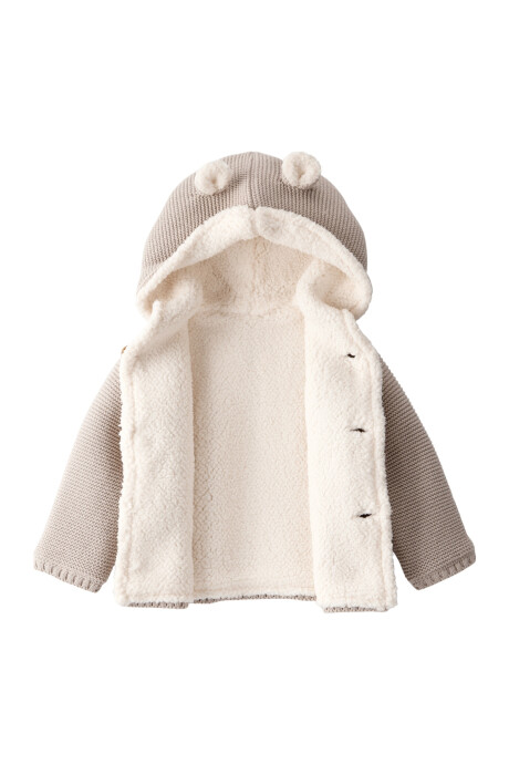 Saco de algodón, con forro de sherpa, beige Saco de algodón, con forro de sherpa, beige