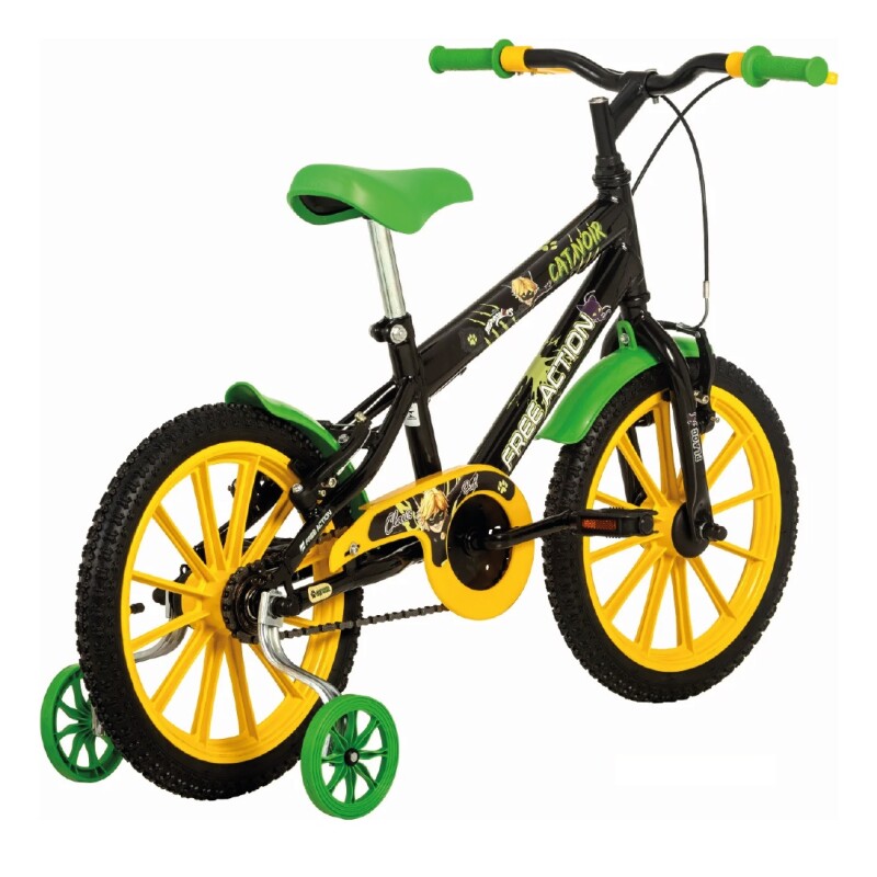 Bicicleta Niño Rod. 16 Free Action Catnoir Negra C/rueditas Negro 11 Bicicleta Niño Rod. 16 Free Action Catnoir Negra C/rueditas Negro 11