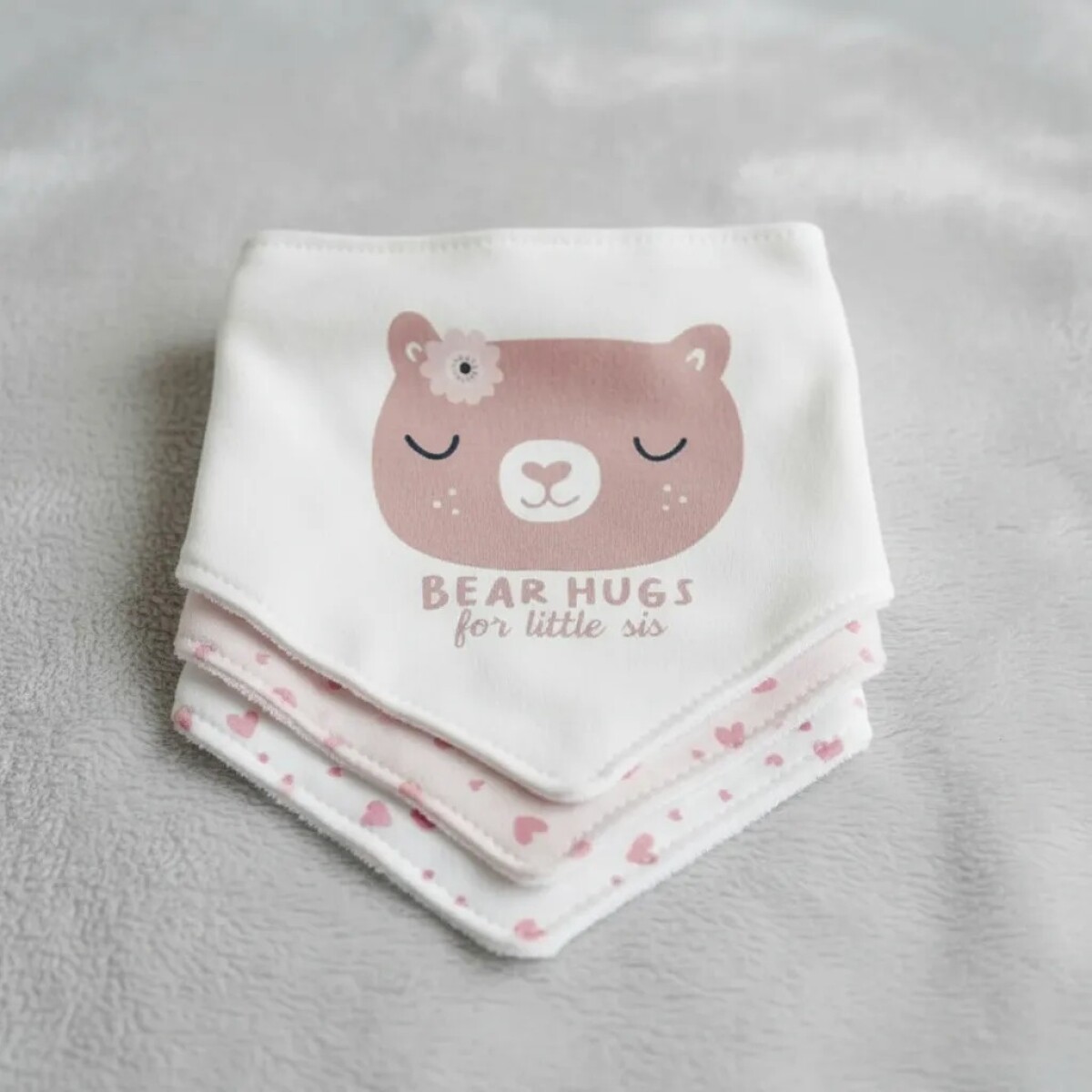 Set x3 baberos bandana GROW - bear rosado 
