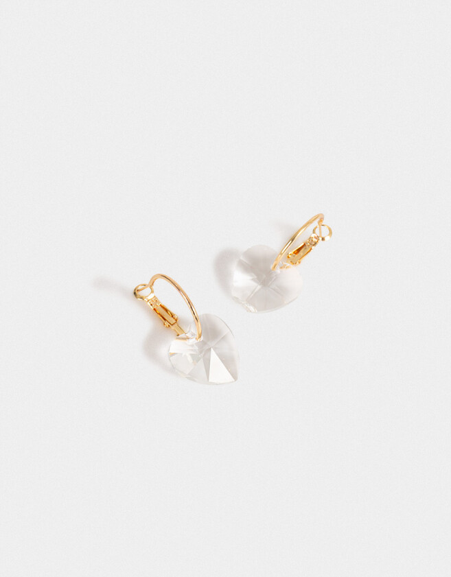 Aros Argollas Strass Corazón Argollas Con Corazón - Dorado