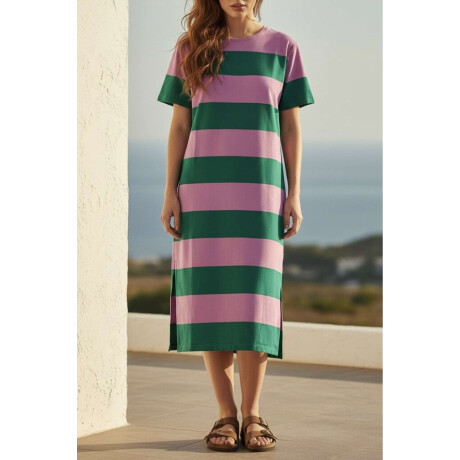 Vestido Tejido Rayado Verde