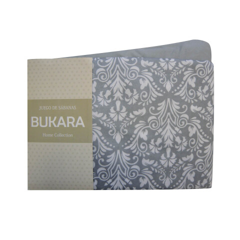 Juego Sábanas 1 Plaza y Media Bukara 100% Microfibra 255-2 ARABESCO GRIS