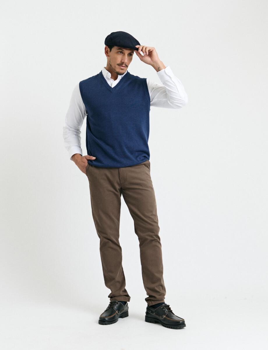 470885 CHALECO HARRINGTON LABEL Azul Piedra