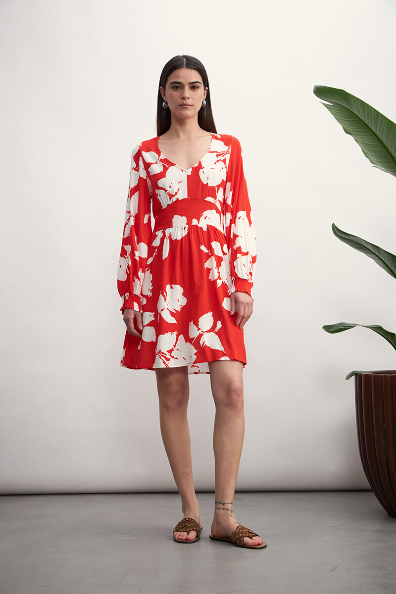 Vestido Sara - Rojo estampado 