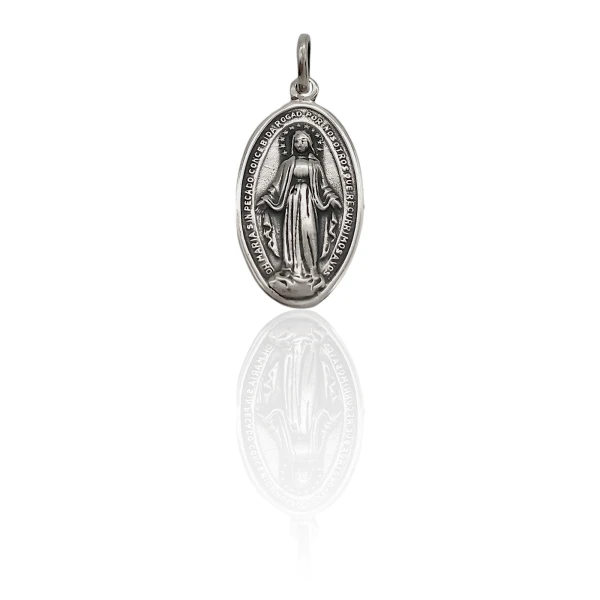 Dije Medalla Virgen Milagrosa-Plata 925 quemada-Sin piedra-CP3009 Sinpiedra