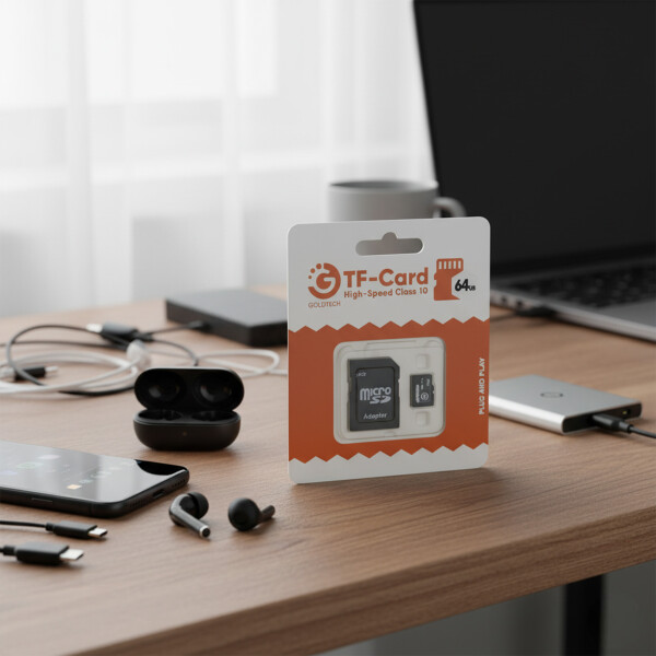 Tarjeta Memoria Micro Sd 64gb Goldtech Clase 10 + Adaptador Color Negro