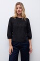 Remera bordada vainillas negro
