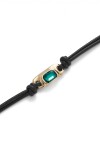 PULSERA DE CUERO BAÑADA EN ORO 18K CON CRISTAL VERDE Pulsera