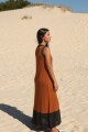 VESTIDO ACAI LONG KNIT Camel Y Negr