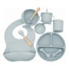 Set Alimentación Bebé en Silicona Libre Bpa 10 Piezas Gris