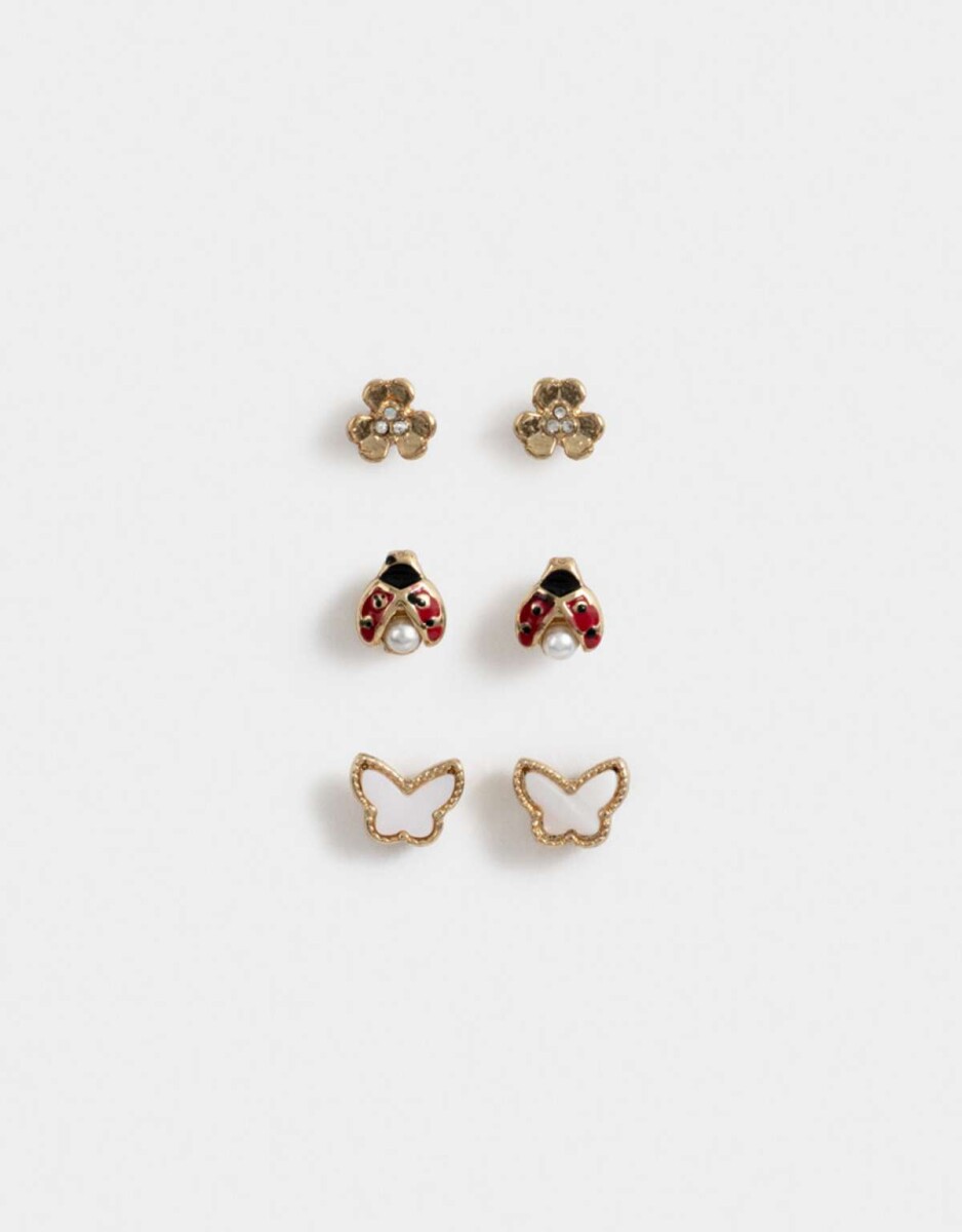 Set De Aros Bañados En Oro - Dorado 