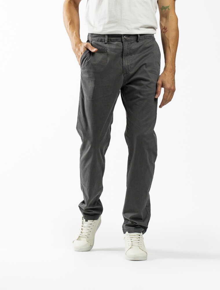 Pantalon Chino Largo 30 Gris Oscuro