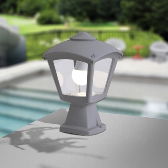 Farol pedestal colonial tr. gris IP55 DISMA/ROBY FL0584