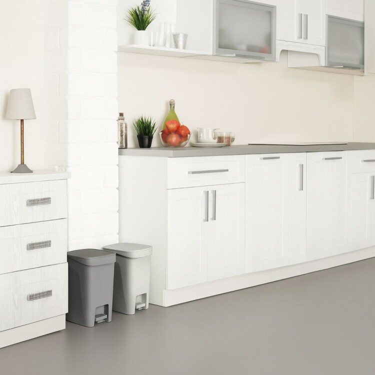 PAPELERA TACHO BASURA TRAMONTINA COMPACT 10LTS GRIS