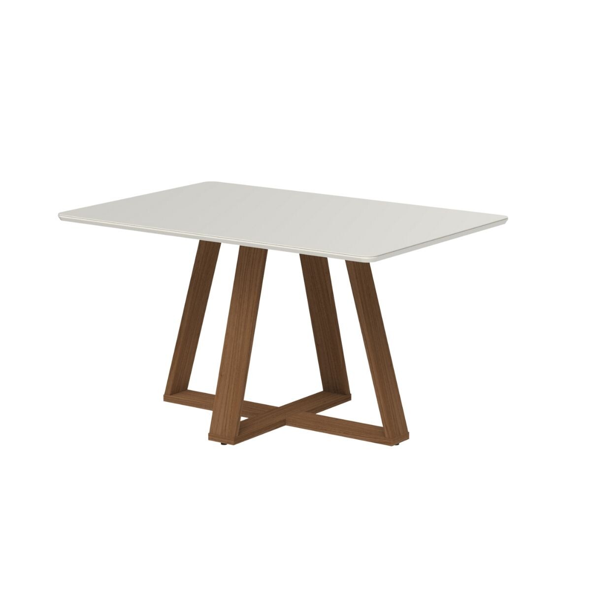 Mesa de comedor Avena - Con vidrio - 135 - Canela y Off White 