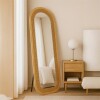 Espejo de Pie Ovalado de Madera con Borde Símil Rattan Espejo de Pie Ovalado de Madera con Borde Símil Rattan