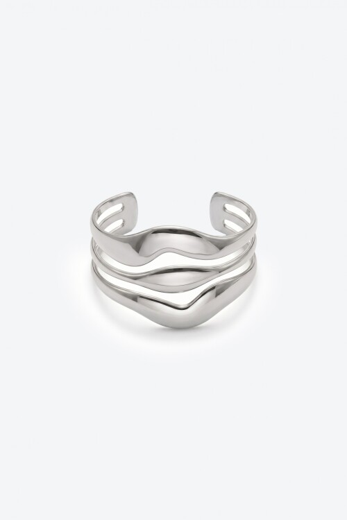 Pulsera rigida ajustable plateado