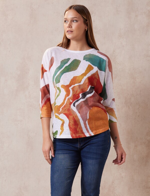 Buzo Print MULTI/ANARANJADO