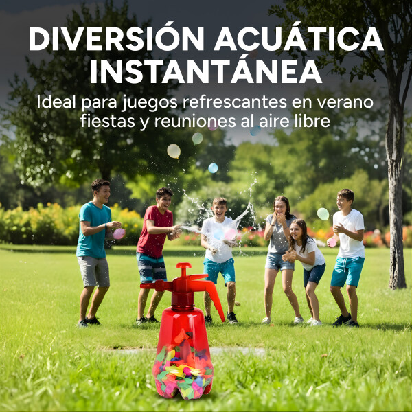 Bombitas De Agua 300 Unidades + Botella De Recarga Color Rojo