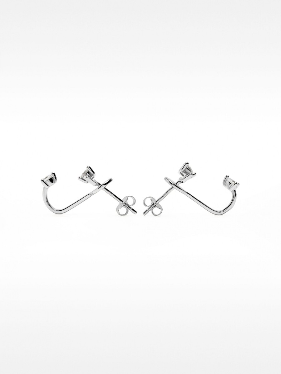 Pendientes Ear Jacket Con Circonitas - Plata De Ley 925 plateado