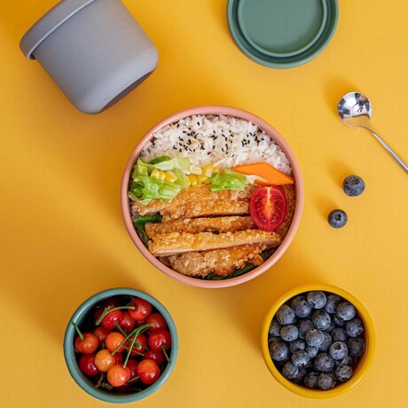 Contenedor Recipiente de Alimentos 700Ml c/ Tapa en Silicona Amarillo