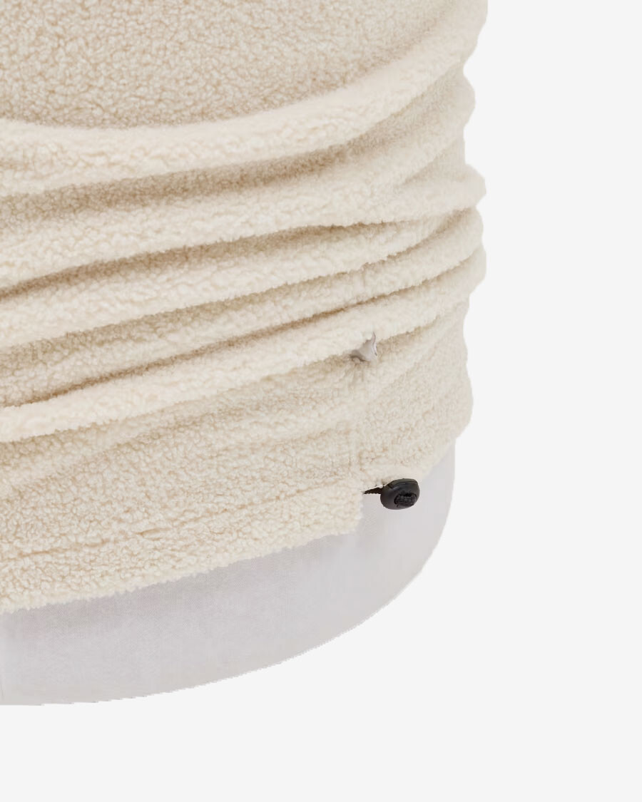 Reposapiés desenfundable Kaeli de borreguito crudo Ø 43 cm Reposapiés desenfundable Kaeli de borreguito crudo Ø 43 cm