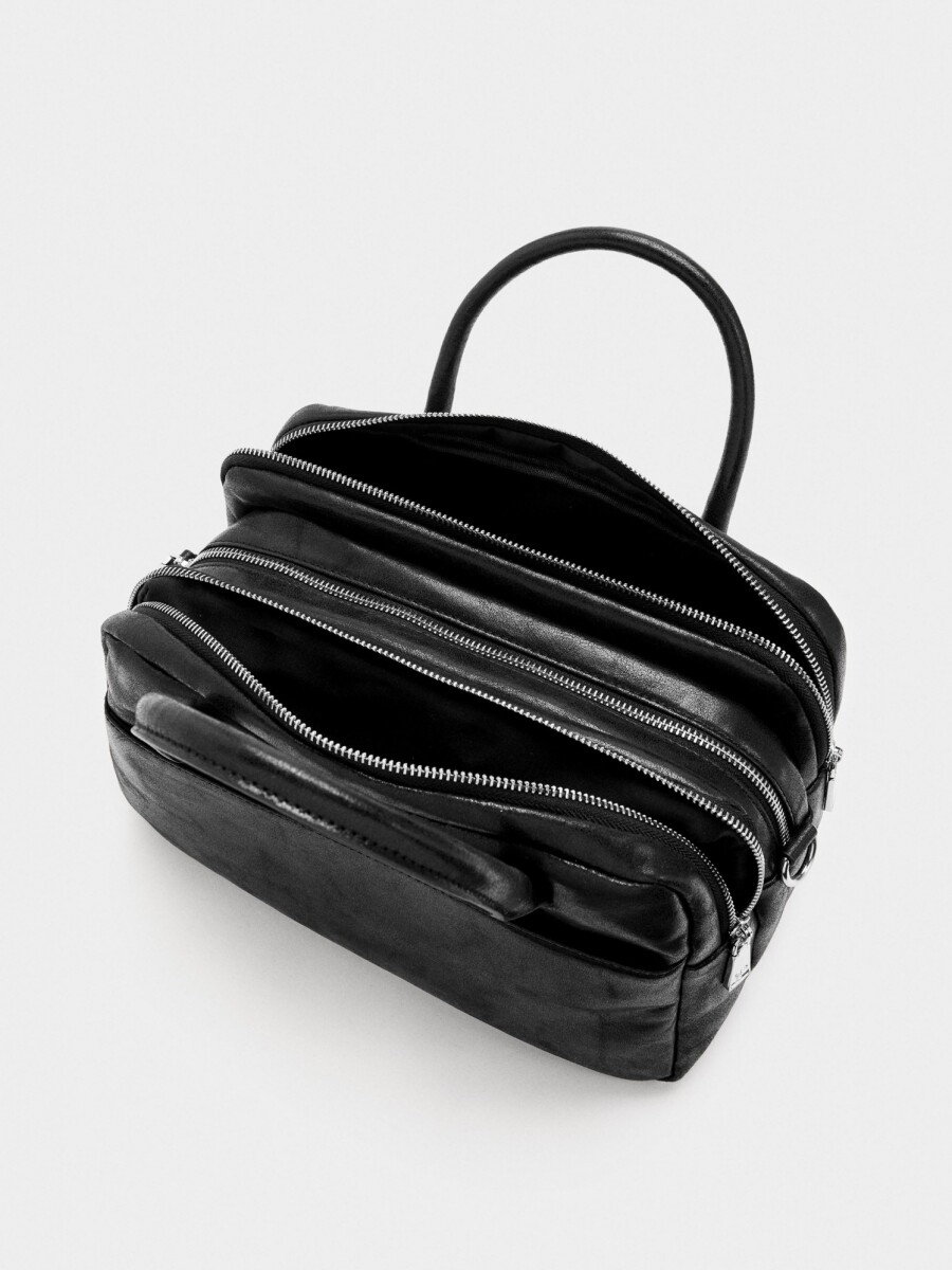 Bolso Bowling Efecto Craquelado negro