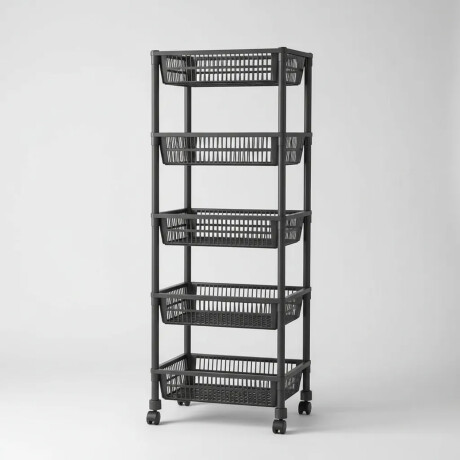 Estante Organizador 5 Pisos Con Ruedas Multiuso Cocina Baño Negro
