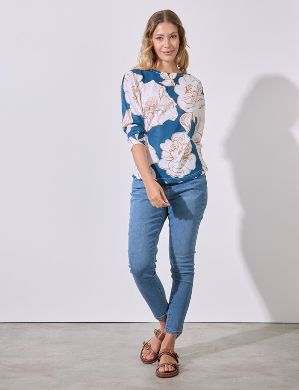 Blusa Tejida Print PETROLEO