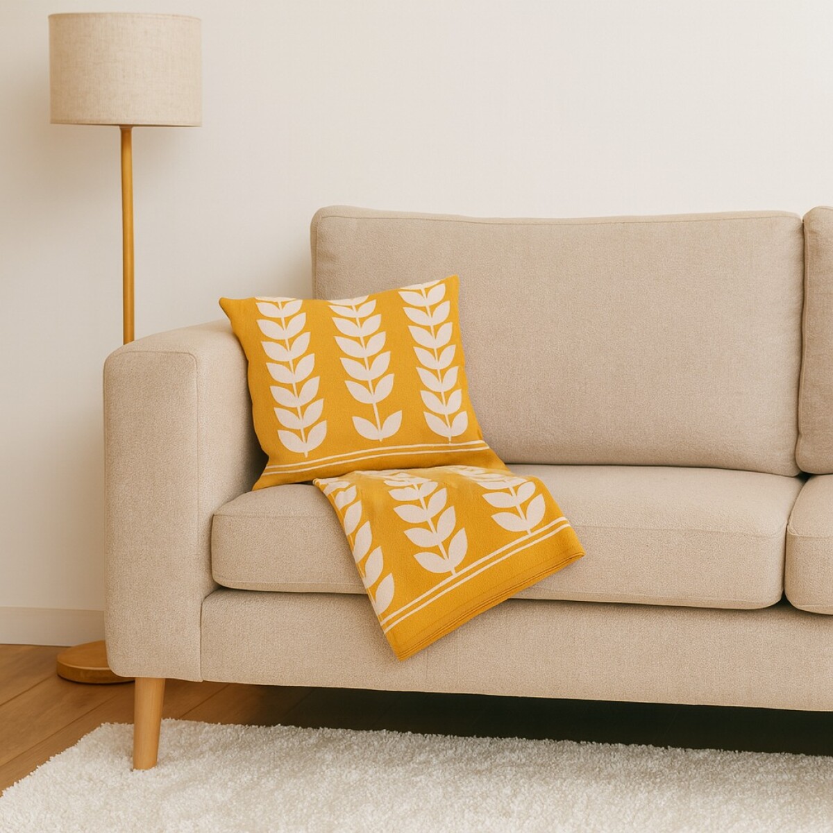 Manta de Algodon Flores 1.25mx1.5m - Mostaza 