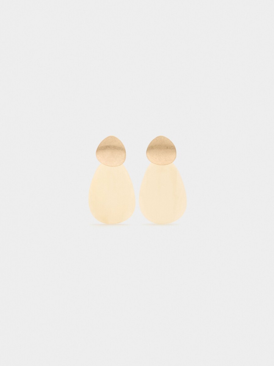 Pendientes Largos Con Flor Perlada - beige 