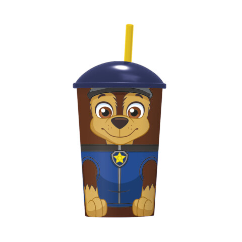 Vaso Plástico Forma 3D con Pajita Paw Patrol 400 ml AZUL