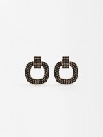 Pendientes Cuadrados Con Circonitas negro