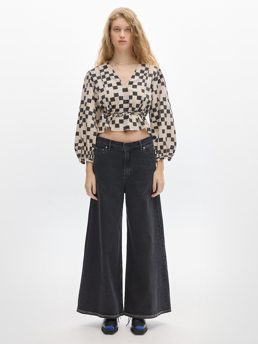 Blusa Holden Print - Cloqué B/N 