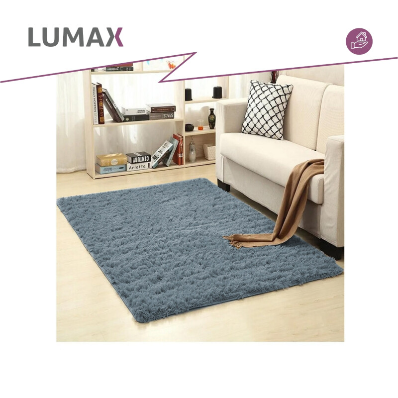 Alfombra Peluda Lumax Shaggy 1.5 X 2.0 Mts Azul Piedra