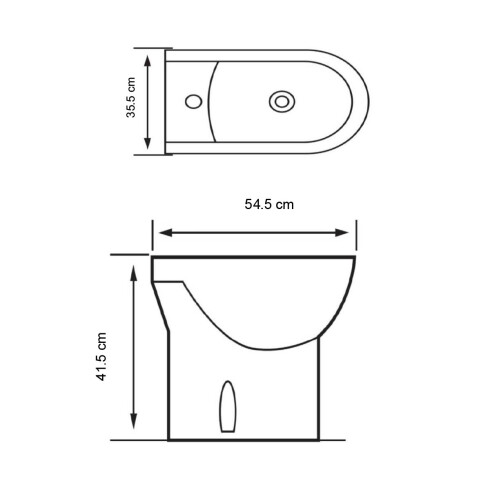 BIDET BLANCO 54.5x41.5 C/TRANSFERENCIA SIN RESBOSE - SERIE MALAWI BLANCO