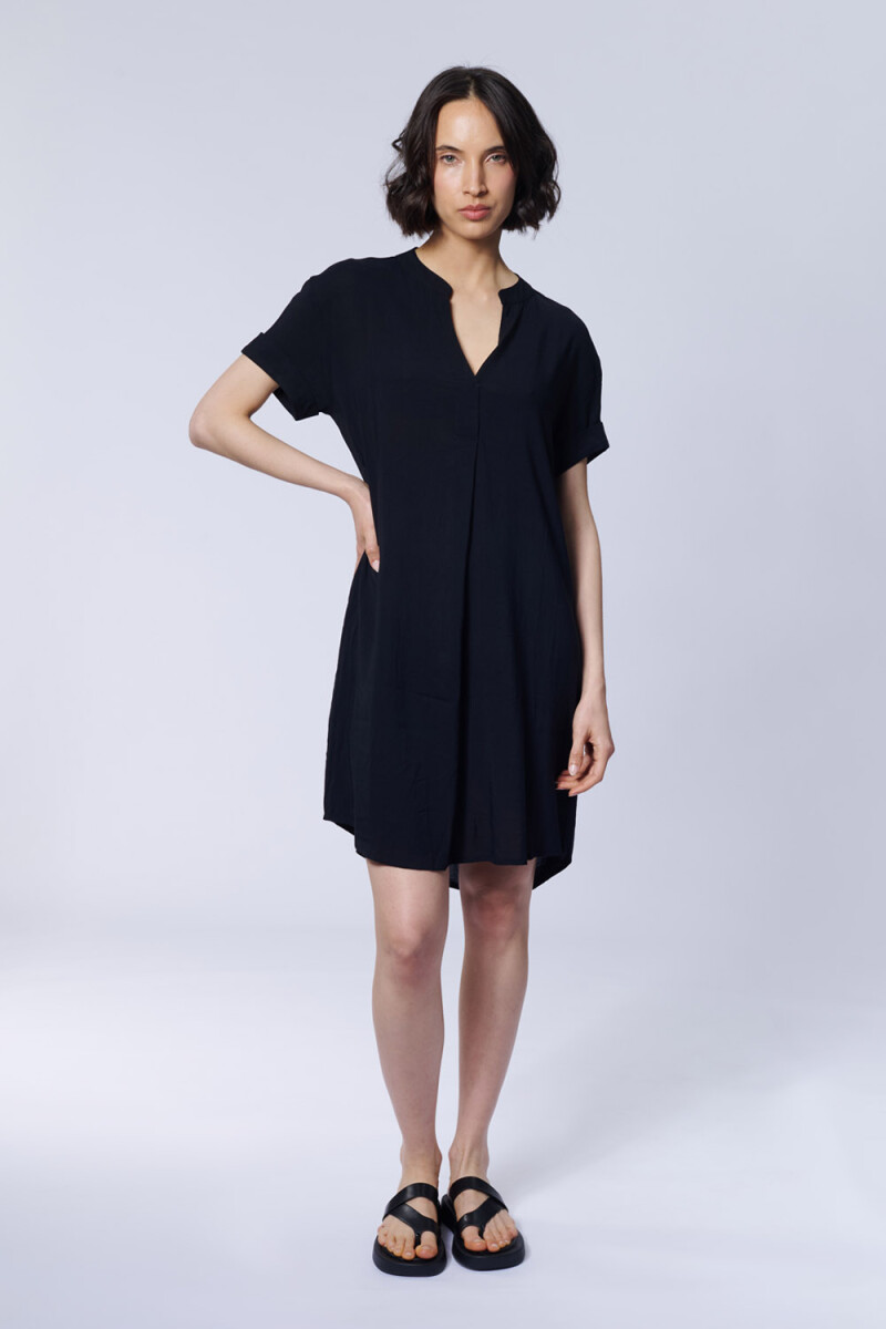 Vestido corto camisero - Negro 
