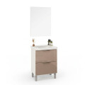 CONJUNTO DE BAÑO MODELO PIETRA COLOR BLANCO/GIANDUIA BRILHO / MUEBLE + BACHA + ESPEJO / 60 CM Conjunto De Baño Modelo Pietra Color Blanco/gianduia Brilho / Mueble + Bacha + Espejo / 60 Cm
